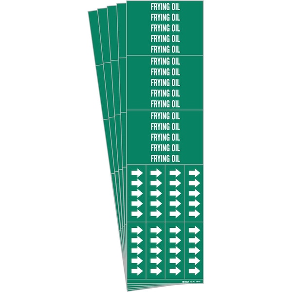 FRYING OIL Pipe Marker Style 3C with Arrows White on Green 3 per Card, 5 PK
